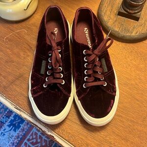 SUPERGA Bordeaux (burgundy) velvet sneakers :: size 40 (9)